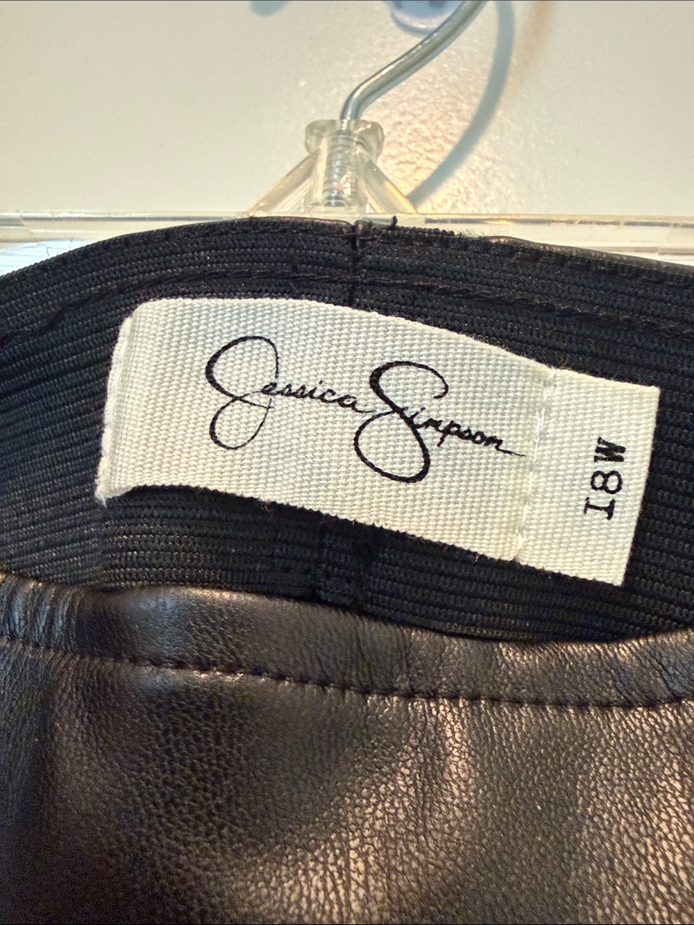 Jessica Simpson Black Faux Leather Flare Jeans - Women NWT size 18W - Picture 4 of 8